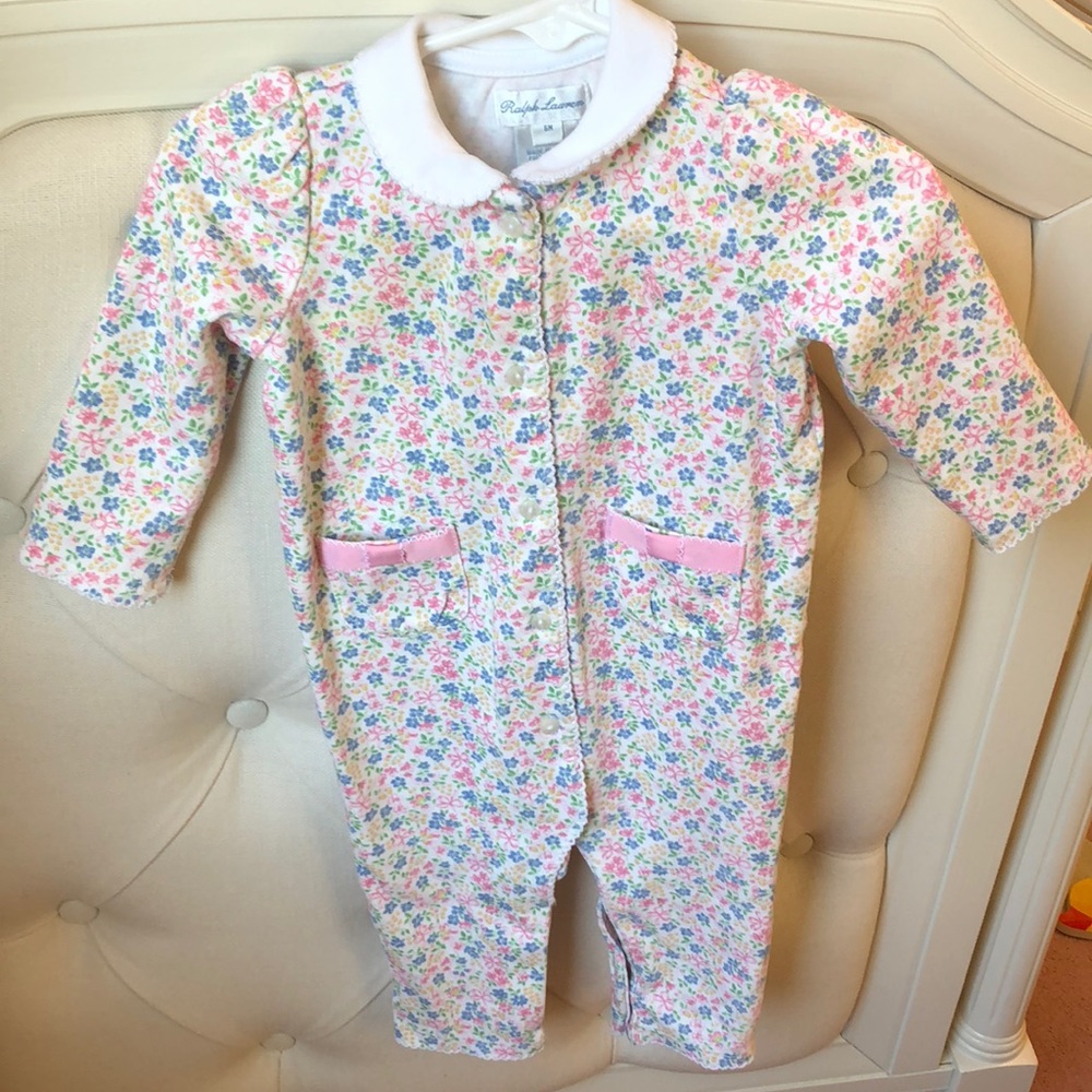 Ralph Lauren Baby floral one piece with collar